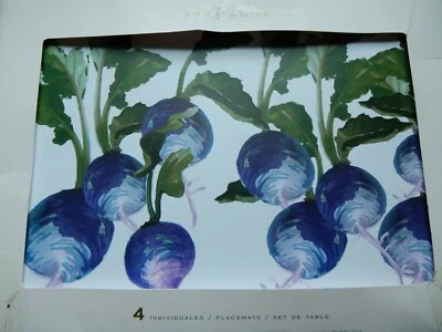 Zara Home 4 x Placemats VEGETABLE PRINT Cork Backed Wipe Clean 44 x 32cm Garden - Image 1 of 4