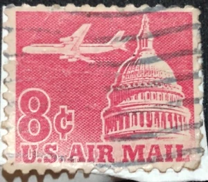 1962 US ๐บ๐ธ AIR MAIL Jet/Capitol 8c Stamp Sc#C64 FREE2Ship w/Tracking!(S1735) - Picture 1 of 6