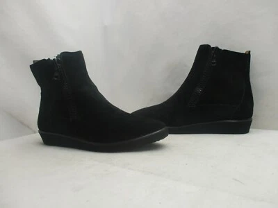 ELLEN TRACY Italia Negro Gamuza Cuero Doble Cremallera Botines Mujer Talla 6.5 Estrechos Foto 1 de 4