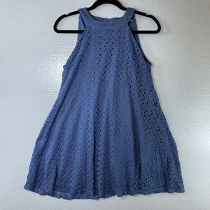 Altard State Womens Size Small Blue Lace Floral Halter Swing Dress Cut Out Shift - Picture 1 of 12
