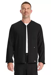 Dickies Scrubs Men's Front-Zip Jacket DK323 BLK Black Free Shipping - Picture 1 of 7