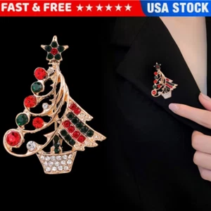 Mother's Day Gift Fashion Shiny Colorful Rhinestone Christmas Tree Brooch Pin US - Picture 1 of 12