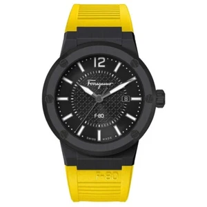 Reloj Salvatore Ferragamo F-80 Hombre Correa Silicona 44mm, Amarillo + Regalo Gratis - Imagen 1 de 5