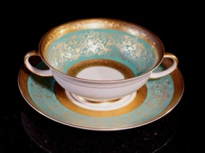 Stunning Antique Rosenthal Selb Plossberg Gold Encrusted Aida Cream Soup Bowl - Bild 1 von 6
