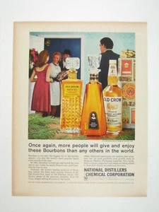 Vintage 1960s Old Taylor Old Grand Dad Old Crow Whiskey Print Ad Christmas - Picture 1 of 2