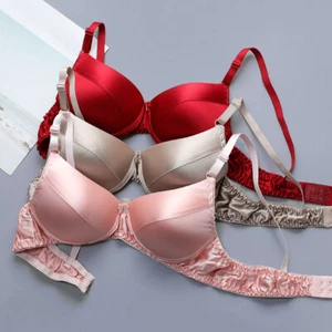 Women Silk Satin Bra Lingerie Soft Push Up Bralette Wireless Underwear Soft Bras - Picture 1 of 57