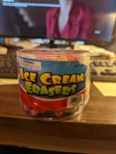 RETAIL TUB OF 50-ERASERS SHAPED LIKE ICE CREAM TREATS, 50 TO A TUB NOVELTY ERASE - Picture 1 of 12