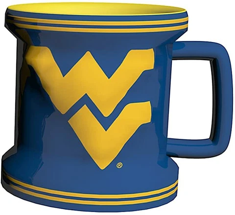 Qty: (4) West Virginia Mountaineers NCAA Ceramic Mini Mug 2 OZ. Shot Glasses Cover