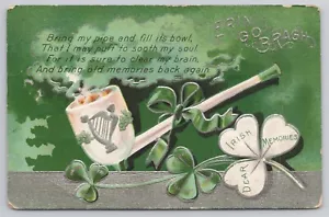 cartolina GIORNO DI SAN PATRIZIO, cari ricordi irlandesi, Erin Go Bragh, pipa, trifoglio 1910 - Foto 1 di 2