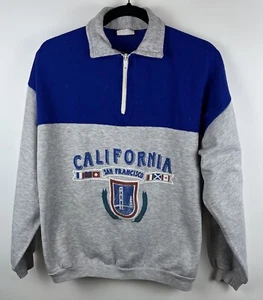 Vintage SF California Womens Blue Gray Quarter Zip Pullover Sweater Taylor Swift - Picture 1 of 11