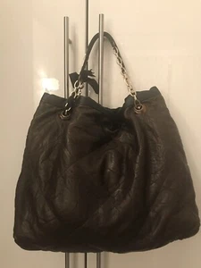LANVIN "Amalia" Umhängetasche braun gesteppt Leder Logo groß Kette Shopping - Bild 1 von 12