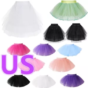 Kids Girls Tutu Skirts Layered Tulle Skirts Dance Costumes Birthday Dress Up - Picture 1 of 98