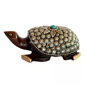 Tortuga Kachua Madera Pintado a Mano Tallado a Mano Showpiece Vastu Feng Shui - Imagen 1 de 3