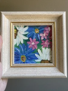 Blumen, Original Ölgemälde auf Leinwand, 4/4 gerahmt - Bild 1 von 9