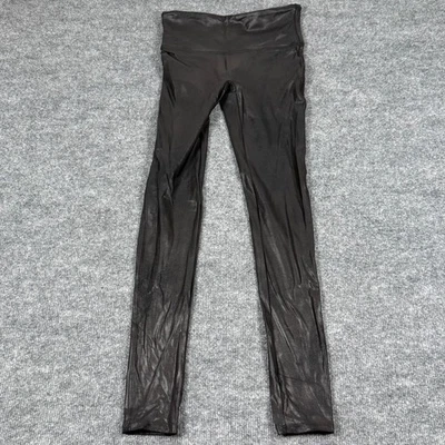 Leggings SPANX Sm Shapewear compressão couro sintético brilhante moto grunge punk gótico - Imagem 1 de 4