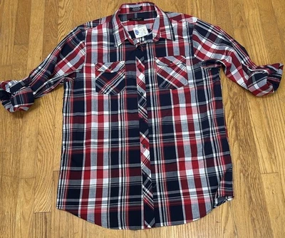 EIGHTY-EIGHT Platinum Button Up Roll Tab Sleeve Plaid Mens Shirt Size XL NEW - Image 1 of 4