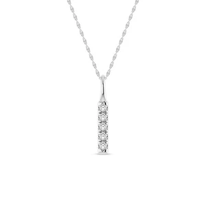 Women's Bar Pendant 0.07 CT Five Stone Lab Diamond Pendant in 10K White Gold - Picture 1 of 5