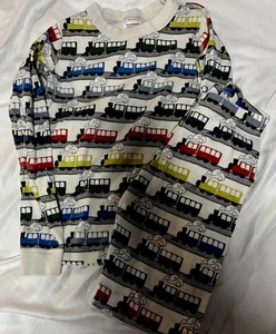Hanna Andersson Boys 130 US 8Rainbow Train Pajamas Long John’s Organic Cotton - Picture 1 of 12