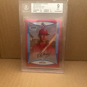 2008 Bowman Chrome #BCP191 Jon Jay Prospects rifrattore rosso SSP 3/5! RC BGS 9! - Foto 1 di 2