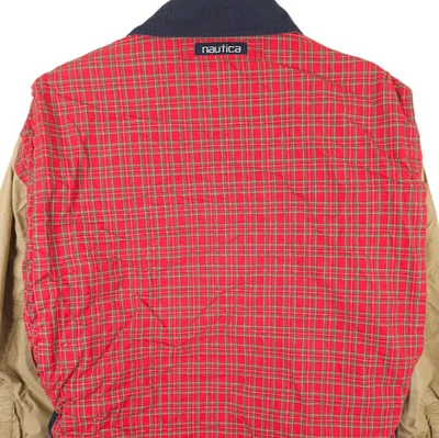Chaqueta Nautica De Colección Para Hombre Talla Mediana Roja Azul Años 90 Colorblock Cuadros Foto 1 de 4