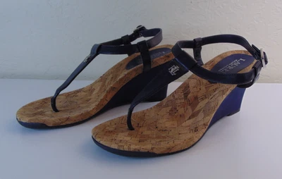 Sandalias de tacón de cuña LAUREN Ralph Lauren para mujer Naris 8 azul marino Foto 1 de 4