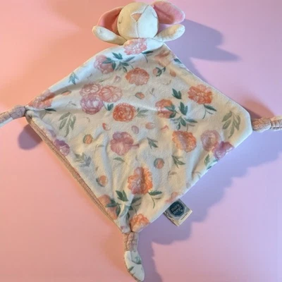 Mary Meyer 12" Bunny Rabbit Lovey Pink Roses Plush Blanket Corduroy Backside - Image 1 of 4