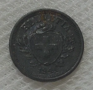 1944 SWITZERLAND 1 RAPPEN ZINC COIN WORLD WAR TWO ISSUE - Picture 1 of 2