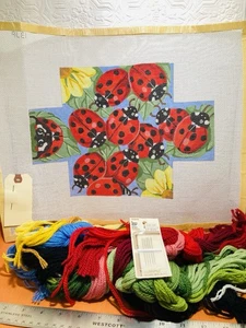 Lady Bug Hand Painted Canvas Box or Purse Needlepoint Kit Renaissance Designs - Picture 1 of 6