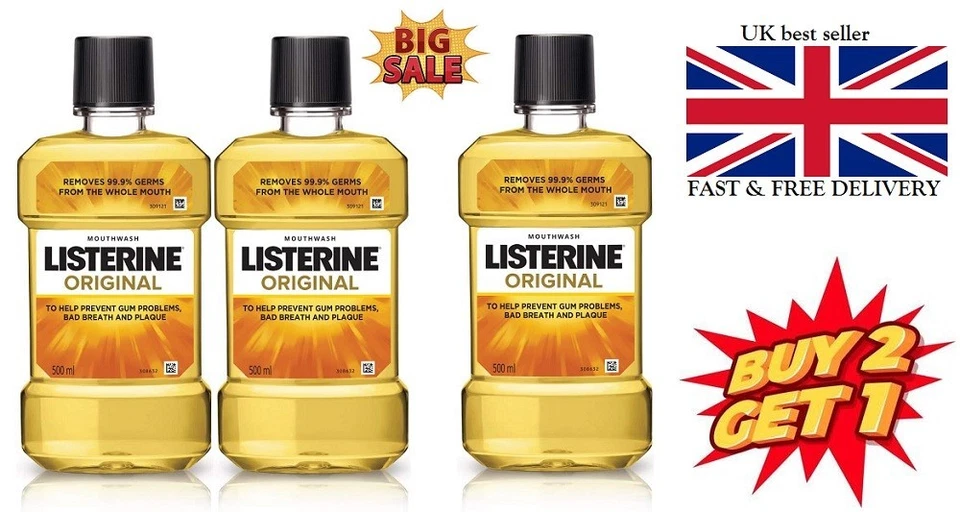 Buy 2 Get 1 Free 500ml LISTERINE Original Mouthwash Gum Problem Bad Breath