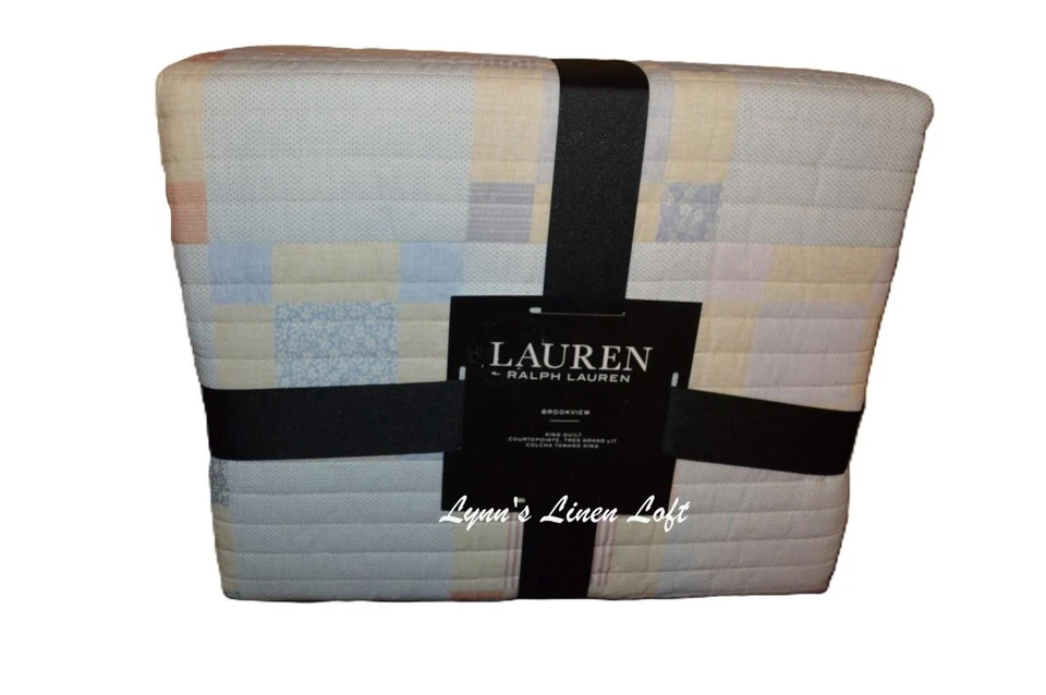 RALPH LAUREN Brookview Cream Multi Cotton KING QUILT 1ST QUALITY $340 Coverlet - Image 1 of 1