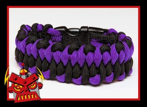 550 Paracord Bracelet Dragon's Tongue - Bright Purple & Black - Survival - Picture 1 of 1