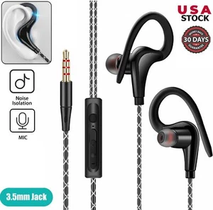 Wired In-Ear Sport Running Earphone Earbuds Over ear Hook Headphone w/ MIC USA - Picture 1 of 12