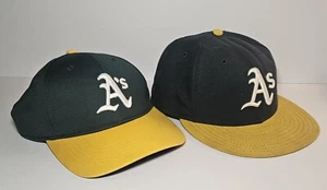 Oakland Athletics 2 Mütze Lot MLB New Era Green Cap Mütze Größe: 7 1/4 und Team MLB   - Bild 1 von 11