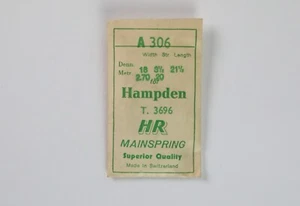 Hampden Pocket Watch Mainsprings (Multiple Sizes/Brands)- NOS - Picture 1 of 16