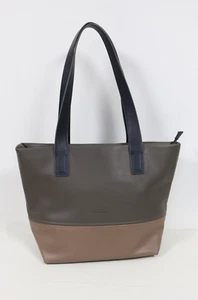 TOM TAILOR Shoulder Bag Leather Two Tone Patterned Lining Everyday Casual VGC - Picture 1 of 12