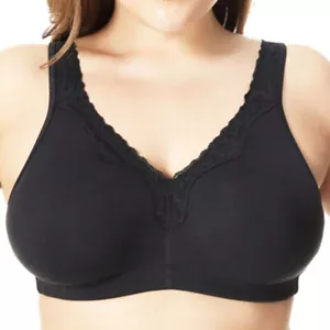 UK Ladies Cotton Non Wired Full Cup Support Wireless Comfort Bra Plus Size FG GG - Picture 1 of 23