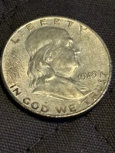 1949 S Franklin mezzo dollaro 90% argento ottimo in ottime condizioni - Foto 1 di 5
