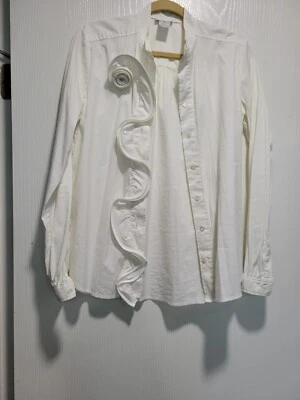 Blusa Camisa De Colección Oscar de la Renta Blanca Abotonada Talla 6 Para Mujer’s Años 70-80 Foto 1 de 4