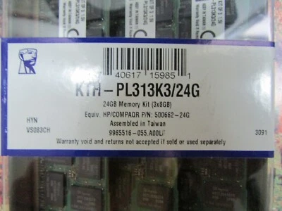 24GB KINGSTON KTH-PL313K3/24G (3X8GB) DDR3 SERVER RAM MEMORY  - Image 1 of 2