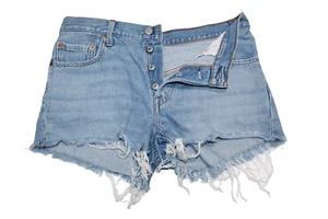 Levis High Rise Button Fly 501 Women's Jeans MoM Shorts 2" Ins Size 28 Distress - Picture 1 of 4
