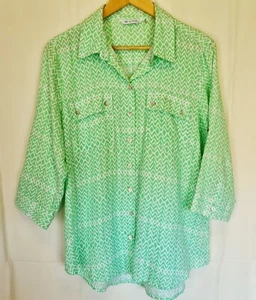 W Lane Women's Linen Button Shirt Green Size 12 Good Condition - Picture 1 of 5