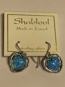 Stunning Shablool Didae Israel Sterling Silver Fire Opal Heart Drop Earrings NWT - Picture 1 of 5
