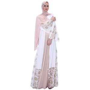 Ramadan Flower Women Kimono Open Cardigan Abaya Kaftan Arabic Dubai Muslim Dress - Foto 1 di 27