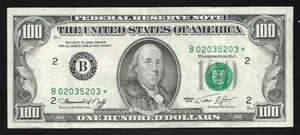 US - $100. Federal Reserve (Star Repl.) Note - 1974 - New York Fed - AU - Picture 1 of 2