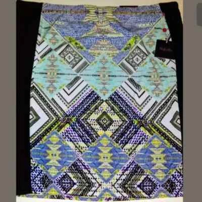 Новая юбка Rafaella размер 3X ацтекский геоментрический принт эластичная комфортная синяя бирюза - Изображение 1 из 2