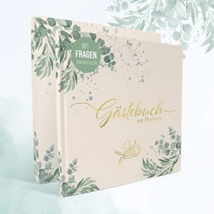Gästebuch Hochzeit mit Fragen zum Ausfüllen, 104 Hochwertige Seiten, Hardcover - Bild 1 von 9