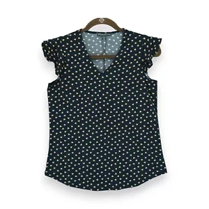 NWT Adrianna Papell Ruffle Sleeve V-Neck Top Hearts Pattern Size XS MSRP $69 - Picture 1 of 8