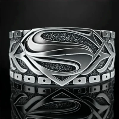 DC Comics Superman Sleek Stainless Steel Ring Superhero Movie TV Jewelry - Image 1 of 4