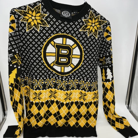 Boston Bruins Ugly Christmas Sweater Long Sleeve Crew FOCO KLEW NHL Size Small C Cover