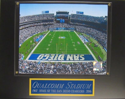 QUALCOMM STADIUM SAN DIEGO CHARGERS FRAMED 8X10 PHOTO-MAN CAVE-12X15 WALL PLAQUE - Image 1 of 4